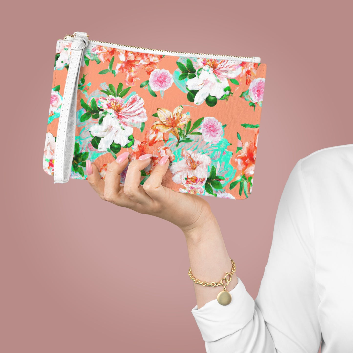 "Orangey Flowers" Clutch Bag