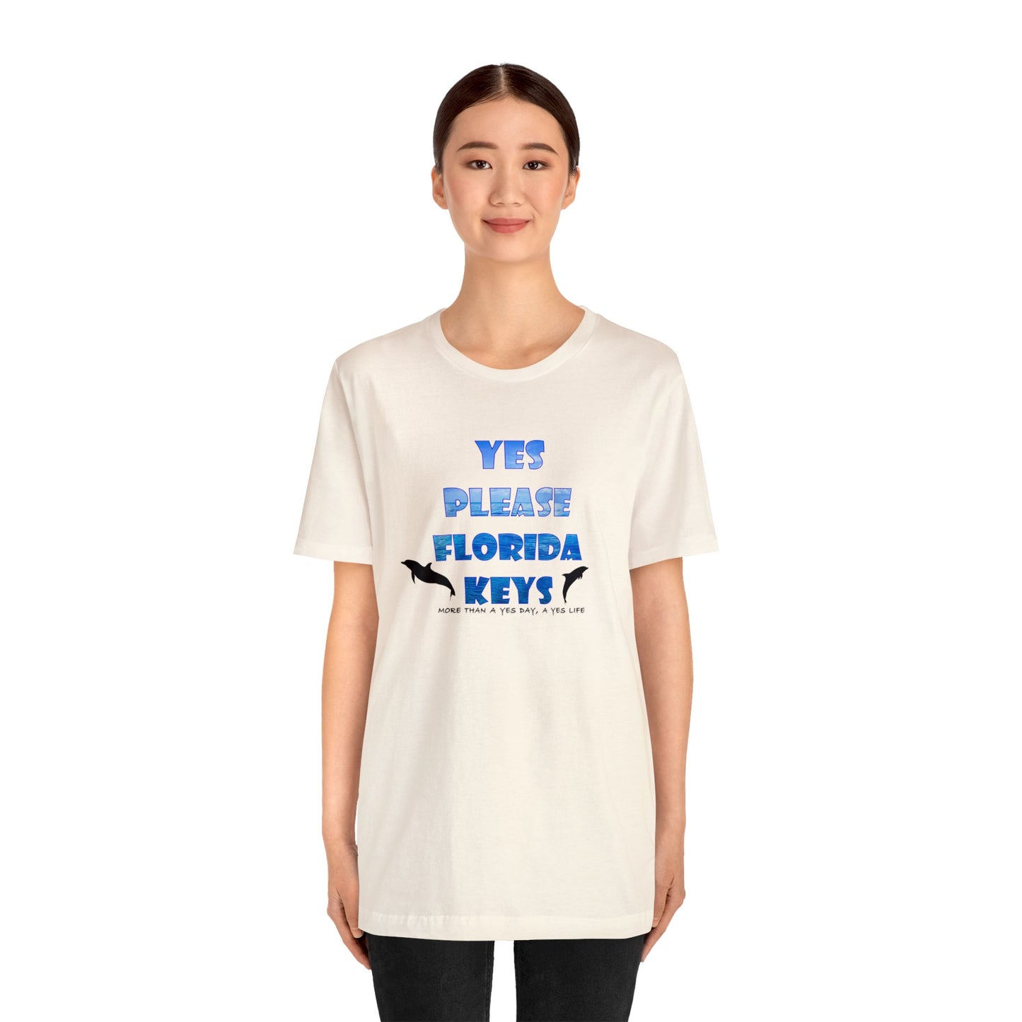 Yes Please Florida Keys Dolphin Theme Unisex Jersey Short Sleeve Tee