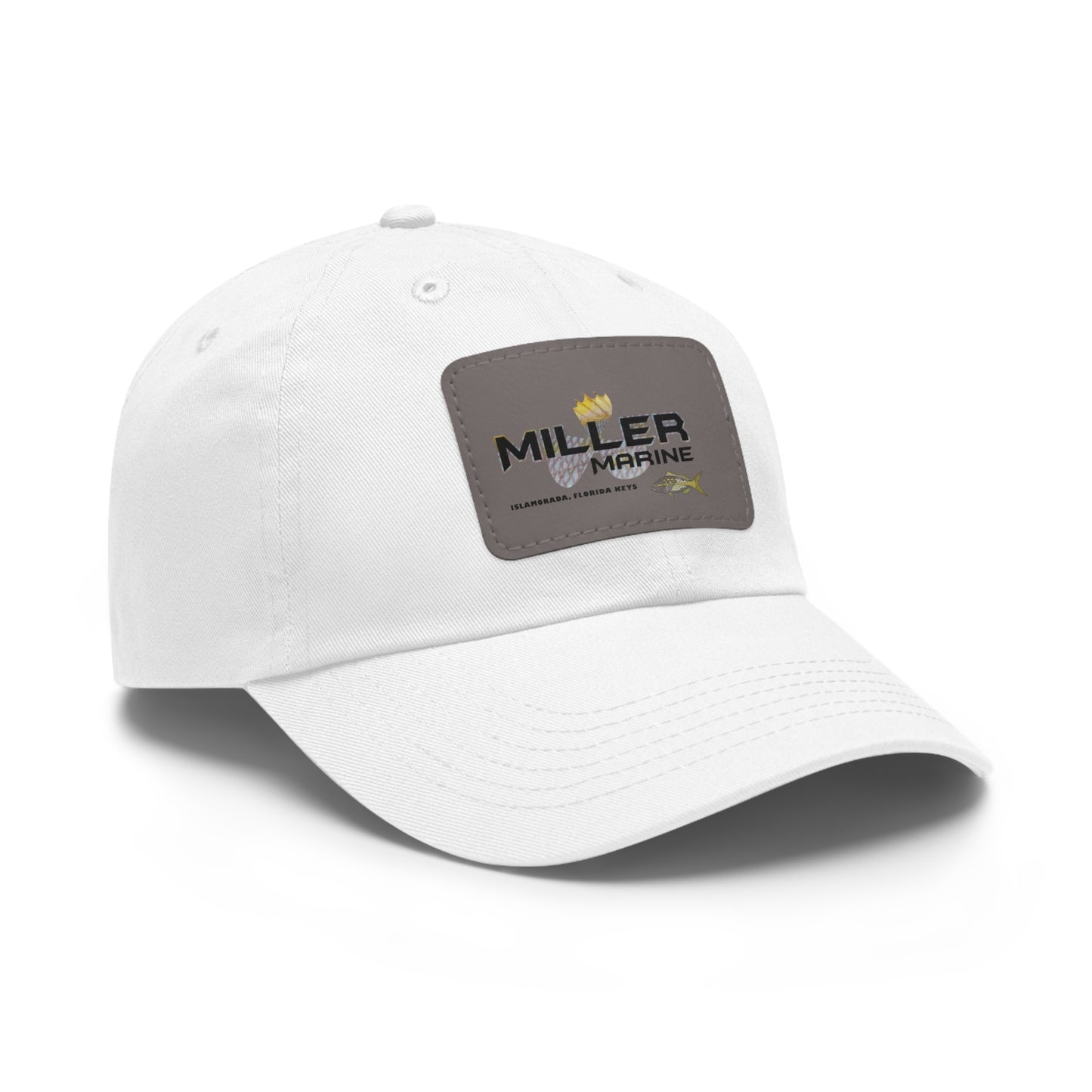 "Miller Marine" Yellowtail Logo - Dad Hat with Leather Patch (Rectangle)