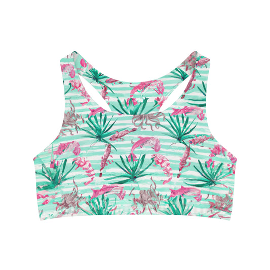 "Pink Octopus" Seamless Sports Bra (AOP)