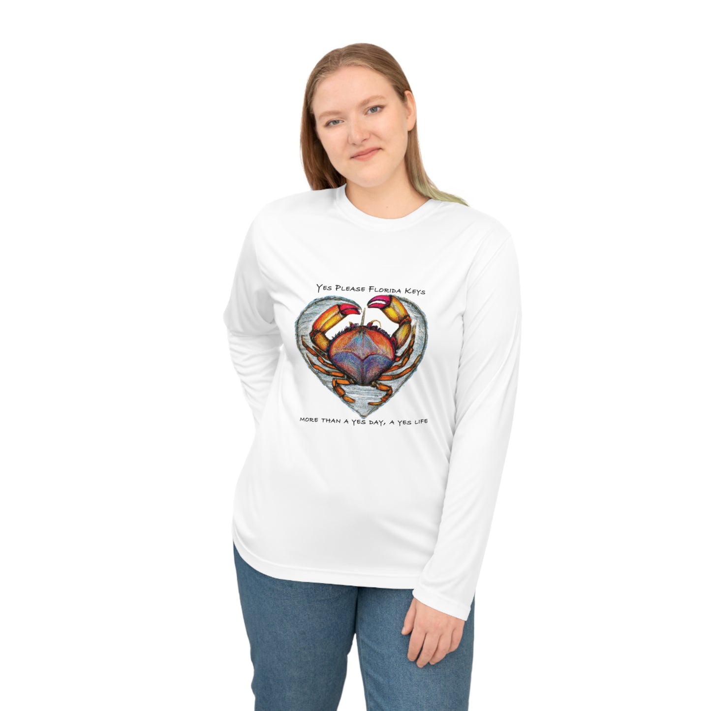 "Yes Please Florida Keys" Crab Love - Unisex Performance Long Sleeve Shirt