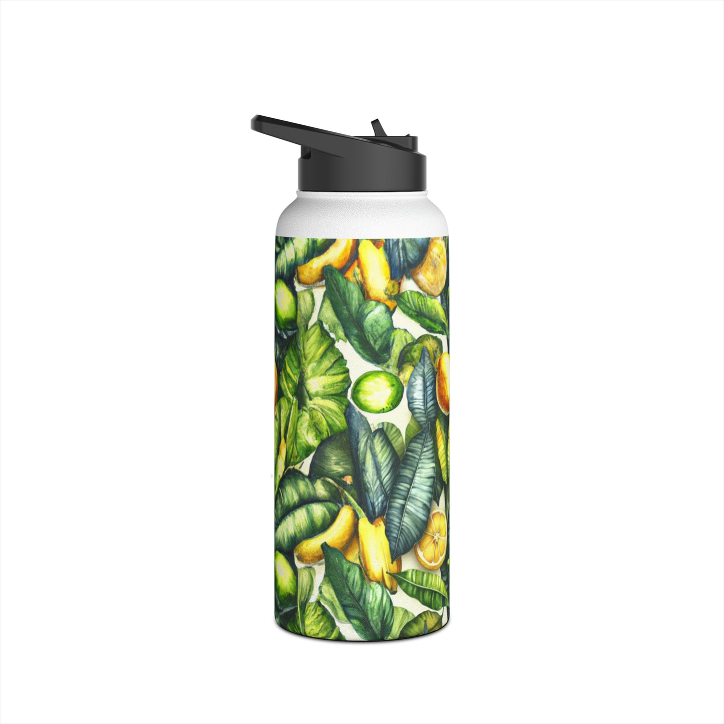 Lemon Leaves - Stainless Steel Water Bottle, Standard Lid
