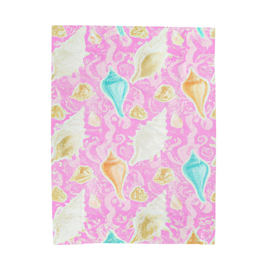 Let's Get Conchy Velveteen Plush Blanket