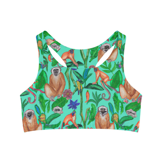"Turquoise Jungle" Seamless Sports Bra (AOP)
