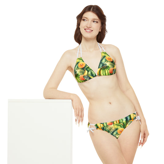 Orangey Glad Strappy Bikini Set (AOP)
