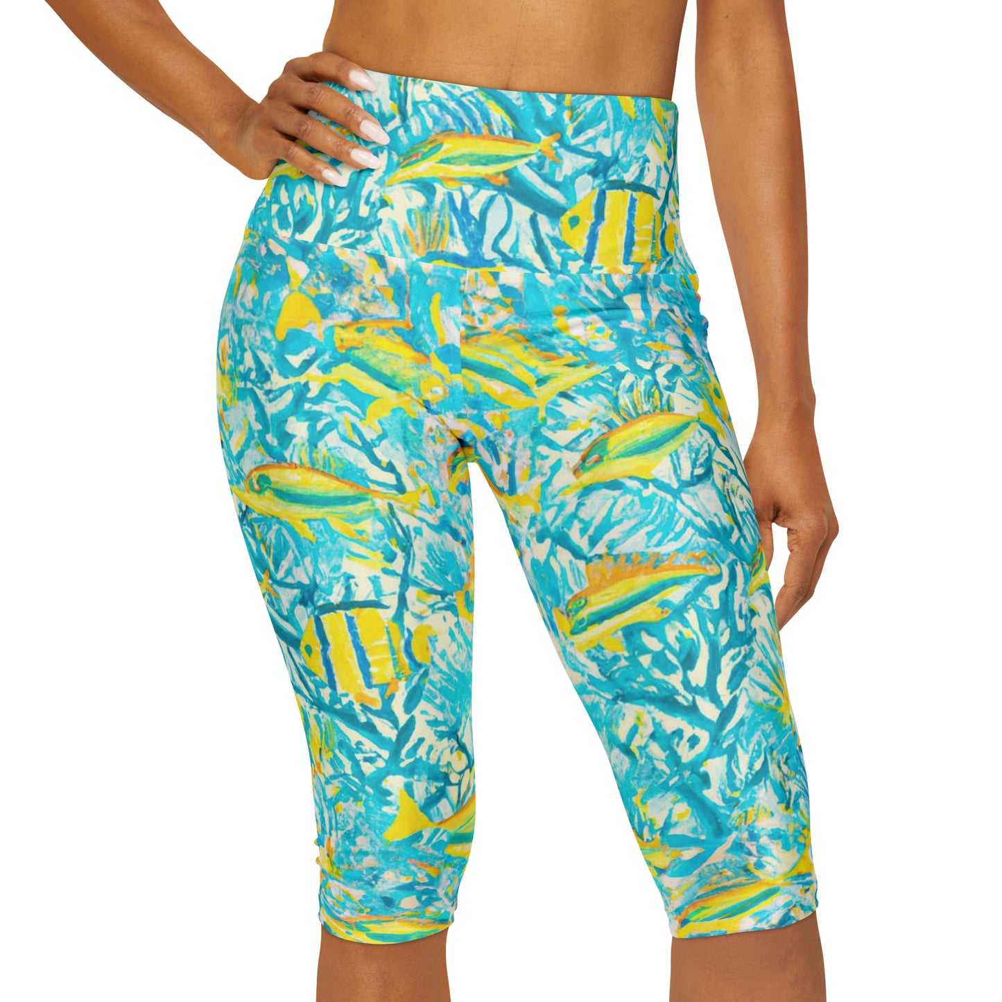 "Mini Aquarium" Yoga Capri Leggings (AOP)