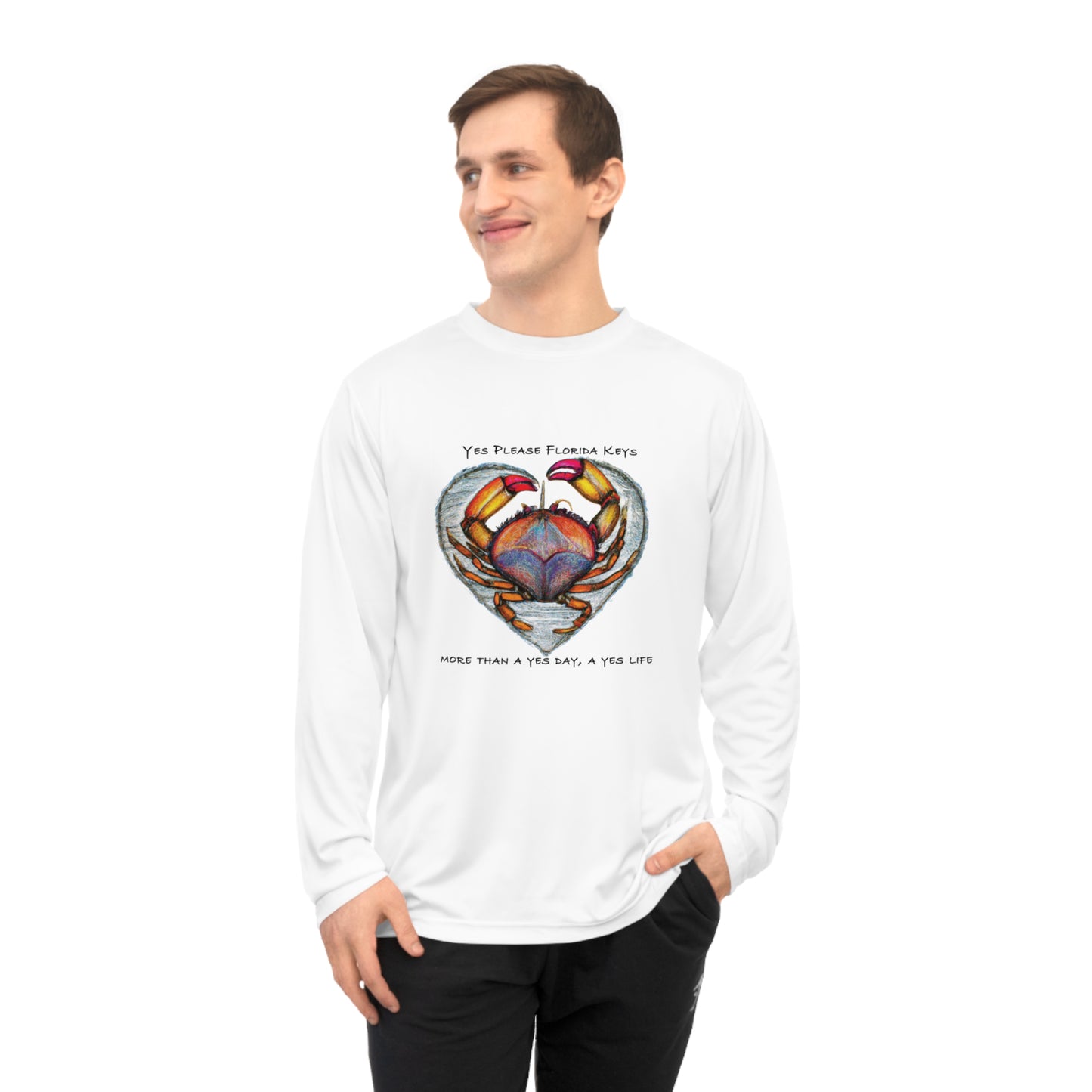 "Yes Please Florida Keys" Crab Love - Unisex Performance Long Sleeve Shirt
