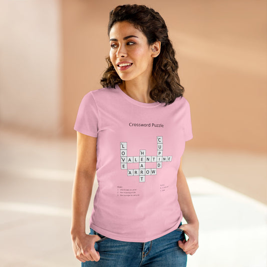 "Valentine's Crossword" Women's Midweight Cotton Tee