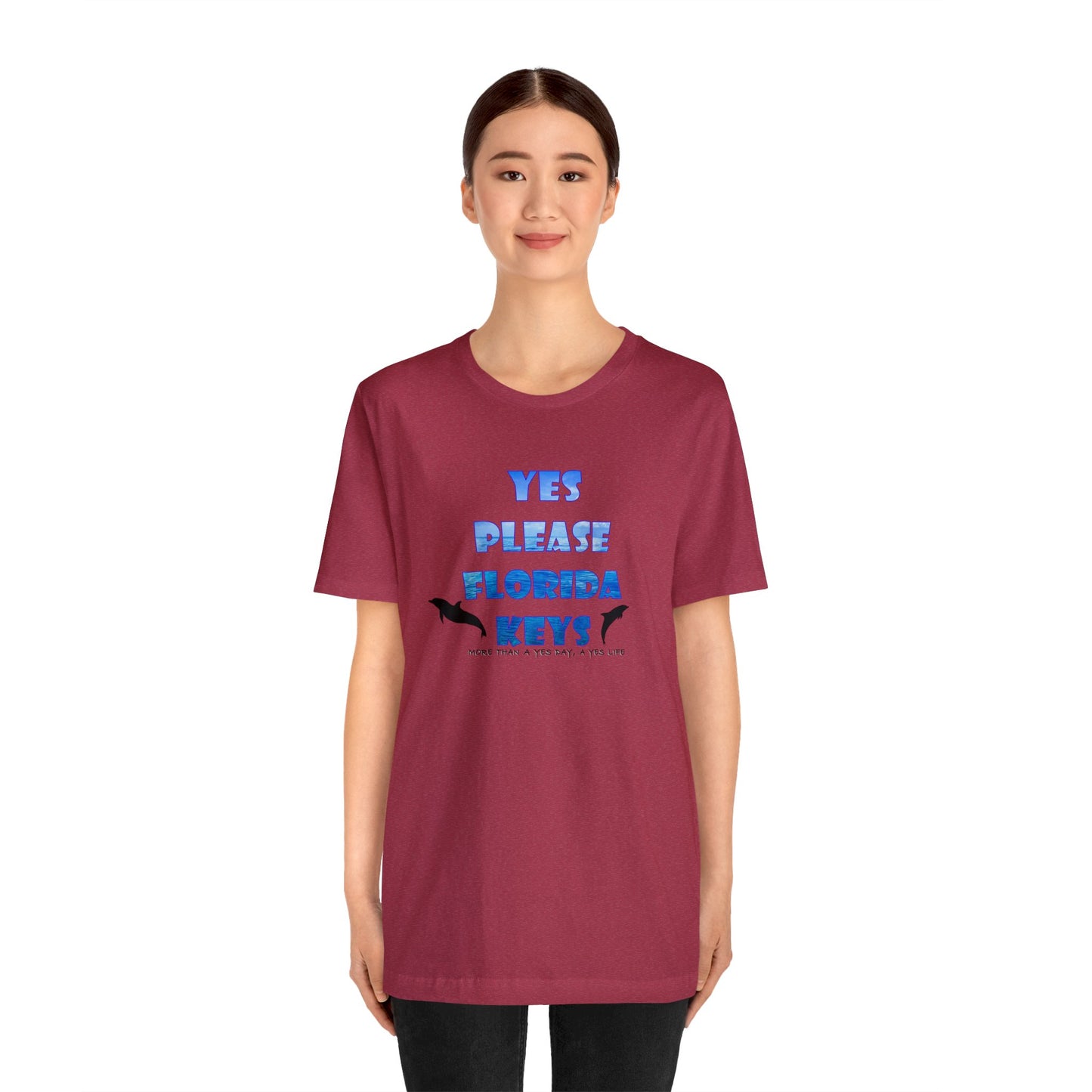 Yes Please Florida Keys Dolphin Theme Unisex Jersey Short Sleeve Tee
