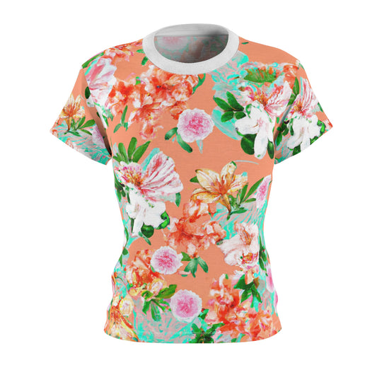 "Orangey Flowers" Women's Cut & Sew Tee (AOP)