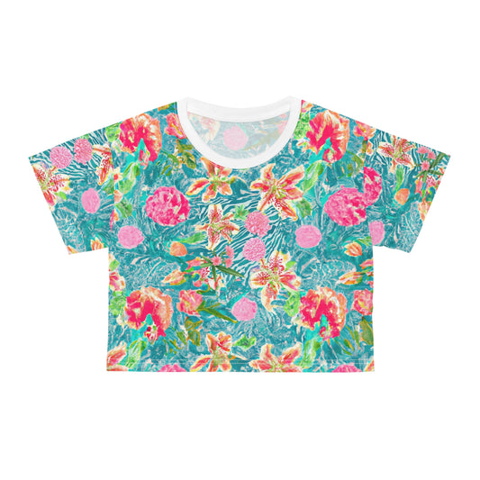 "Trippy Flowers" Crop Tee (AOP)