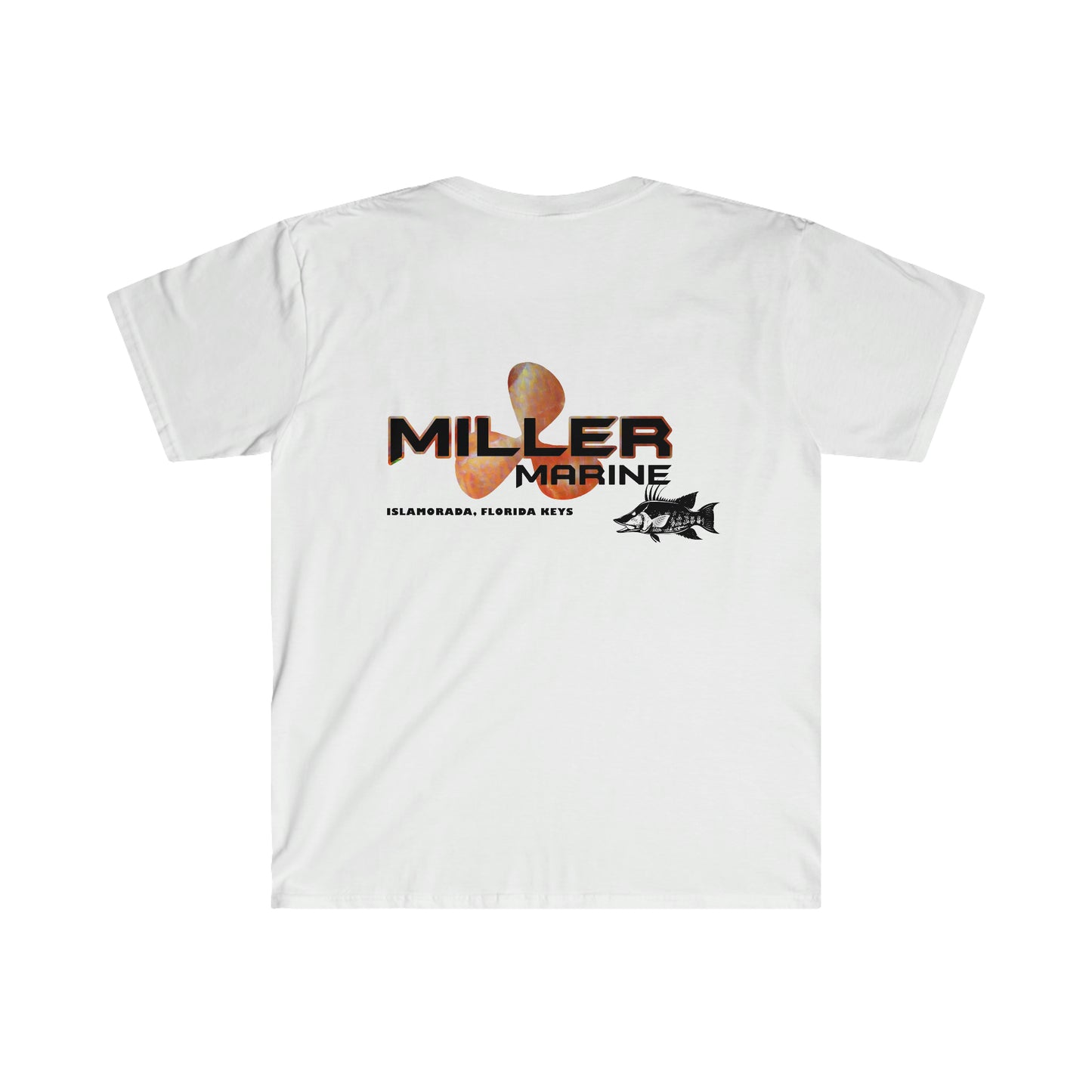 Miller Marine Hog Fish Logo "the Chase" - Unisex Softstyle T-Shirt